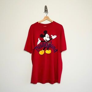 90's Vintage Disneyland Mickey Mouse Red Tee Size XL